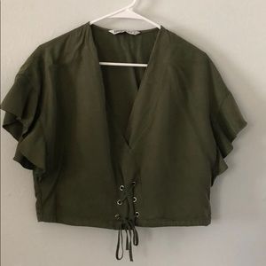Green Zara crop top